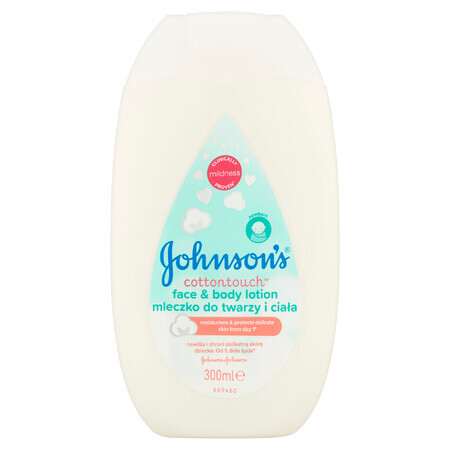 Johnson's baby, Cotton touch, latte per il viso e il corpo dei bambini dal primo giorno, 300 ml