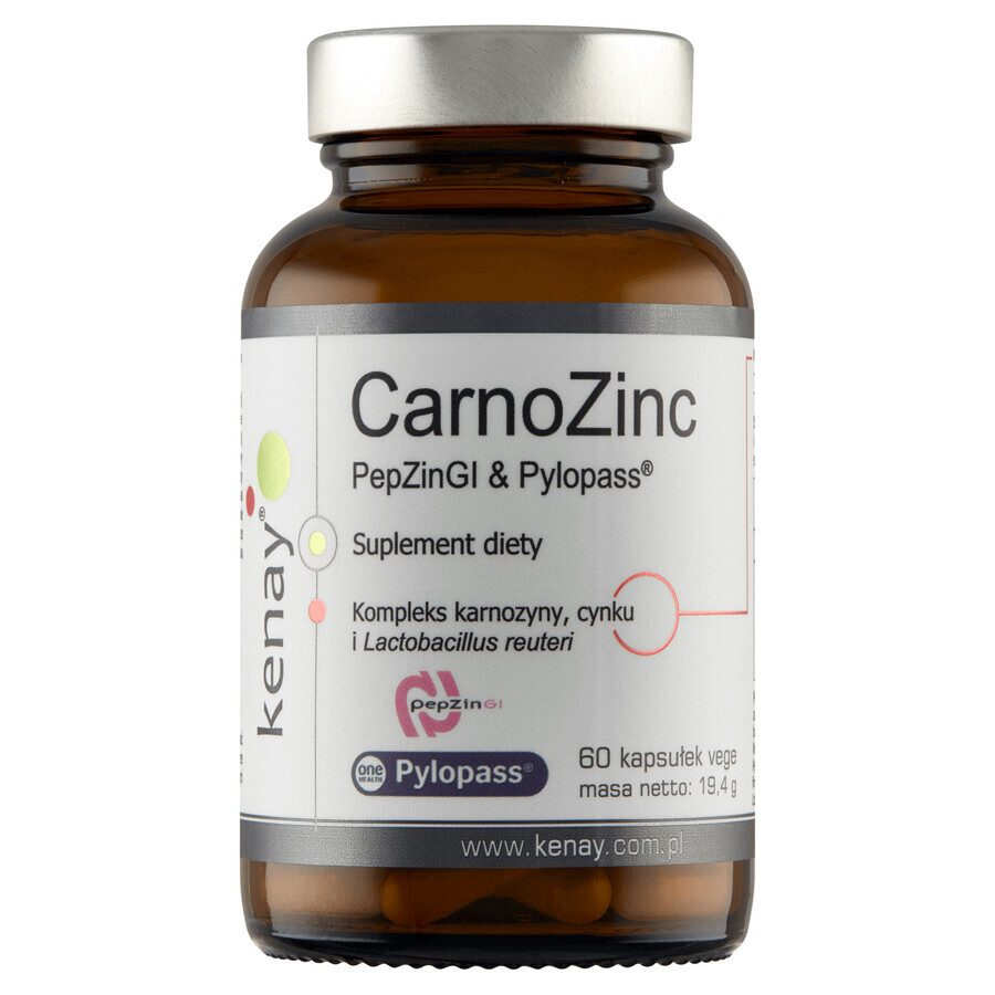 Kenay CarnoZinc PepZinGl &amp; Pylopass, 60 cápsulas