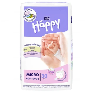 Bella Baby Happy, luiers, Micro maat voor premature baby's 600-1200 g, 30 stuks