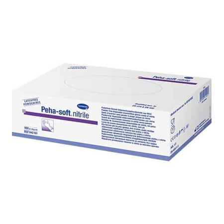 Peha-soft nitrile, guantes de nitrilo, no estériles, sin polvo, azules, talla M, 100 unidades