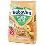 BoboVita Porcja Zbóż Gachas de cereales y avena 3 cereales, manzana y pera, leche, sin azúcares añadidos, a partir de 6 meses, 210 g