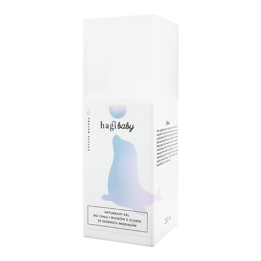 Hagi Baby, gel limpiador natural para cuerpo y cabello con aceite de almendras dulces, 250 ml