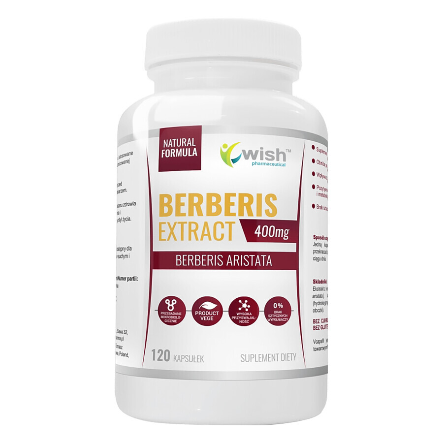 Wish Extracto de Berberis 400 mg, 120 cápsulas