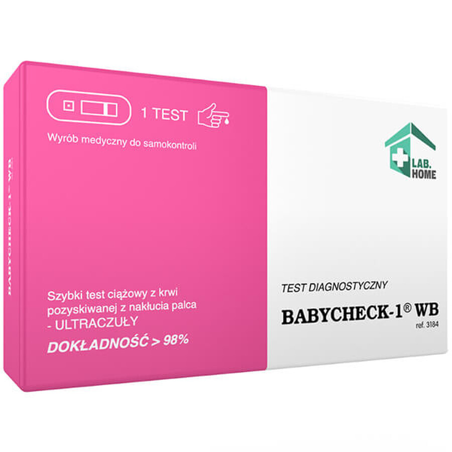 LabHome Babycheck-1, WB Test de sarcină prin prelevare de sânge de la deget, 1 buc