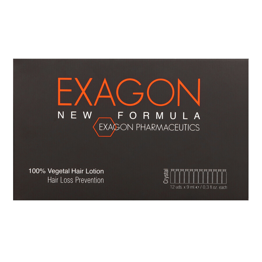 Exagon New Formula, tratamiento contra la caída del cabello, ampollas, 12 x 9 ml