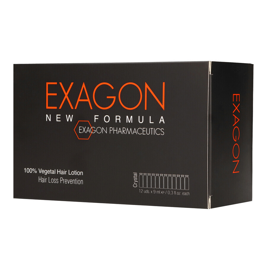 Exagon New Formula, tratamiento contra la caída del cabello, ampollas, 12 x 9 ml