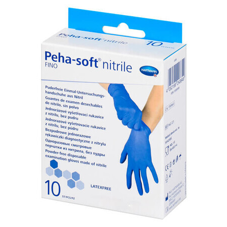 Peha-soft nitrile fino, guanti in nitrile, non sterili, senza polvere, blu, taglia S, 10 pezzi