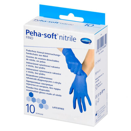 Peha-soft nitrile fino, guanti in nitrile, non sterili, senza polvere, blu, taglia L, 10 pezzi