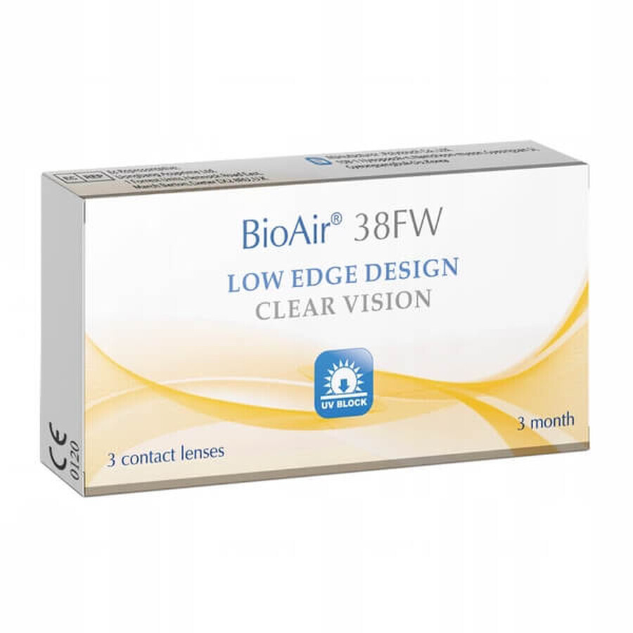 BioAir 38FW, lentes de contacto, trimestrales, -1,00, 3 uds.