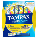 Tampax Compak Pearl, tampones higiénicos con aplicador, Regular, 16 piezas