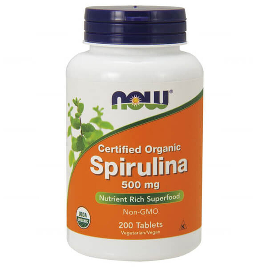 Now Foods, Spirulina 500 mg, 200 comprimate