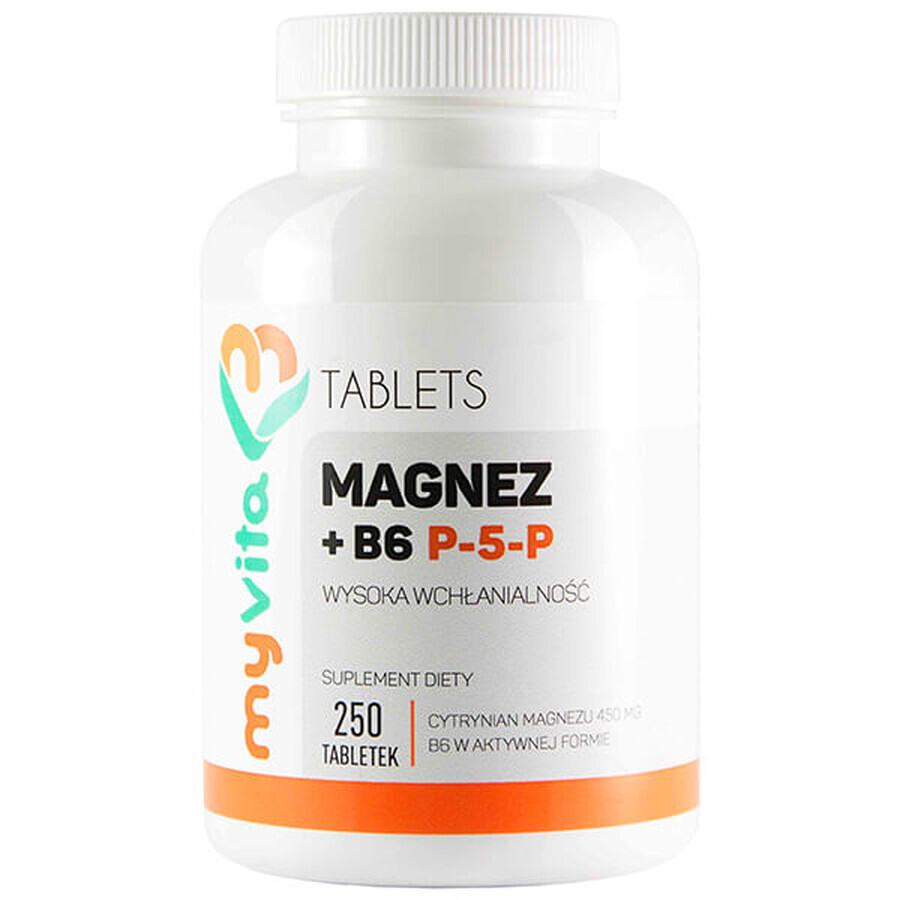 MyVita, Magneziu + vitamina B6 P-5-P, 250 comprimate