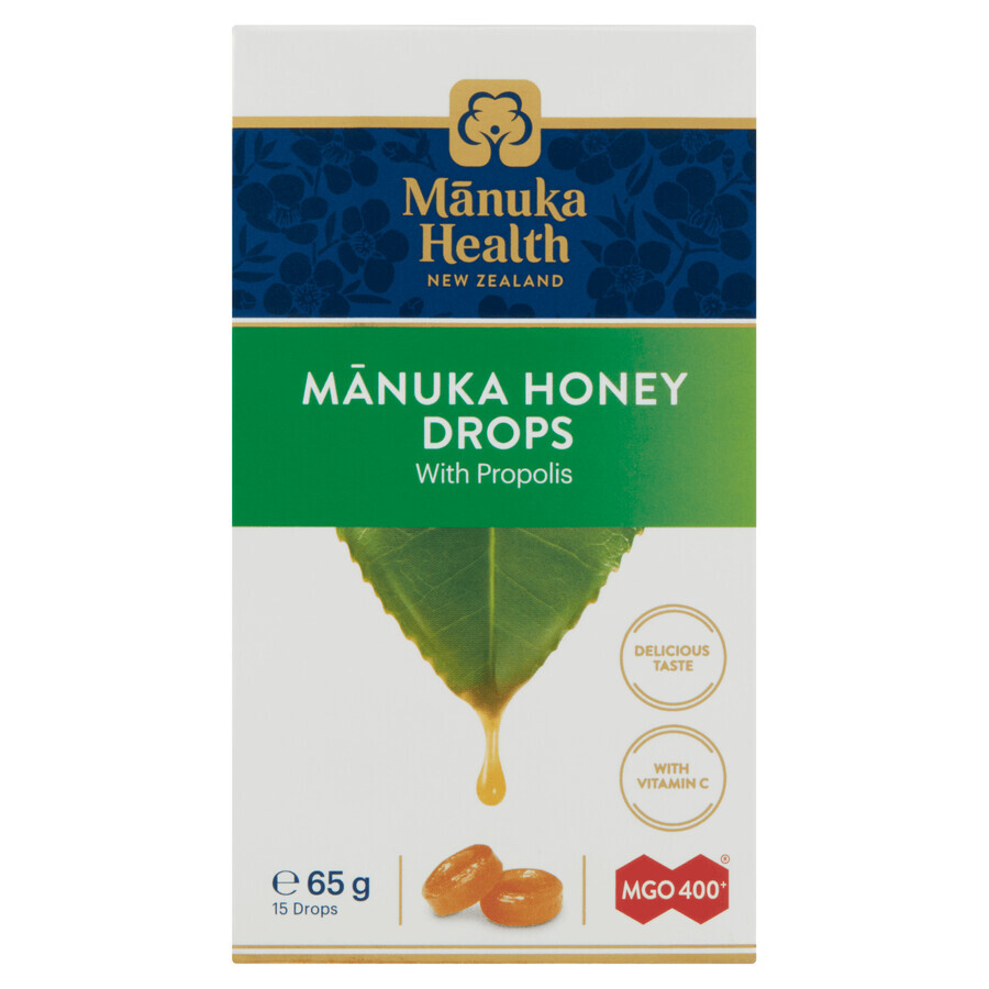 Caramelos Manuka Health con miel Manuka MGO 400+, propóleo y vitamina C, 15 piezas