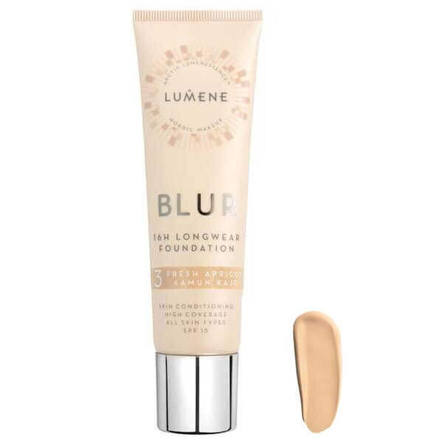 Lumene Blur, Glättende Foundation, Nr. 3 Fresh Apricot, 30 ml