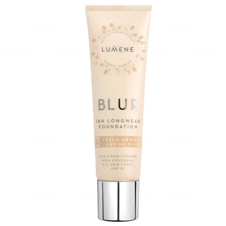 Lumene Blur, Glättende Foundation, Nr. 3 Fresh Apricot, 30 ml