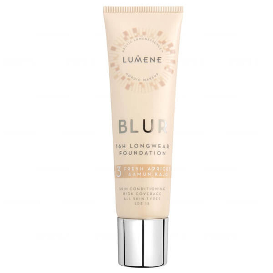 Lumene Blur, Glättende Foundation, Nr. 3 Fresh Apricot, 30 ml