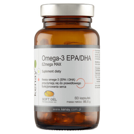 Kenay, Omega-3 EPA/ DHA EZmega Max, 60 capsule