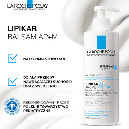 La Roche-Posay Lipikar Baume AP+M, lozione per il corpo, pelle secca e atopica, dalla nascita, 400 ml 