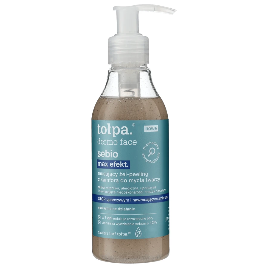 Tolpa Dermo Face, Sebio max effect face wash gel peeling, 195 ml