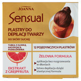 Joanna Sensual, plasturi cu gel pentru depilarea feței, cu grapefruit, 12 bucăți