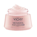 Vichy Neovadiol Rose Platinium, crème de nuit revitalisante et raffermissante à la rose pour les peaux matures, 50 ml