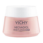 Vichy Neovadiol Rose Platinium, crème de nuit revitalisante et raffermissante à la rose pour les peaux matures, 50 ml