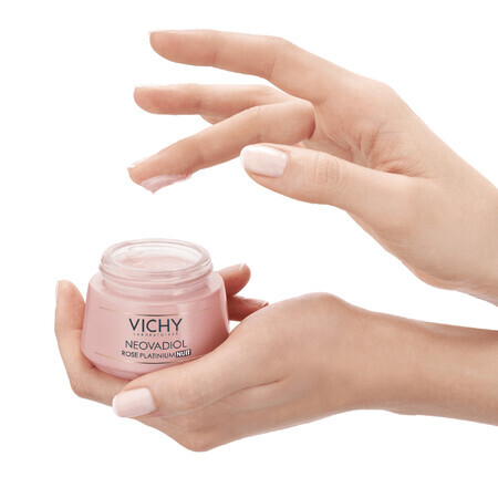 Vichy Neovadiol Rose Platinium, crème de nuit revitalisante et raffermissante à la rose pour les peaux matures, 50 ml