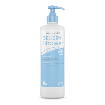 Dexeryl, Ducha, crema limpiadora para bebés, niños y adultos, piel muy seca y atópica, 500 ml