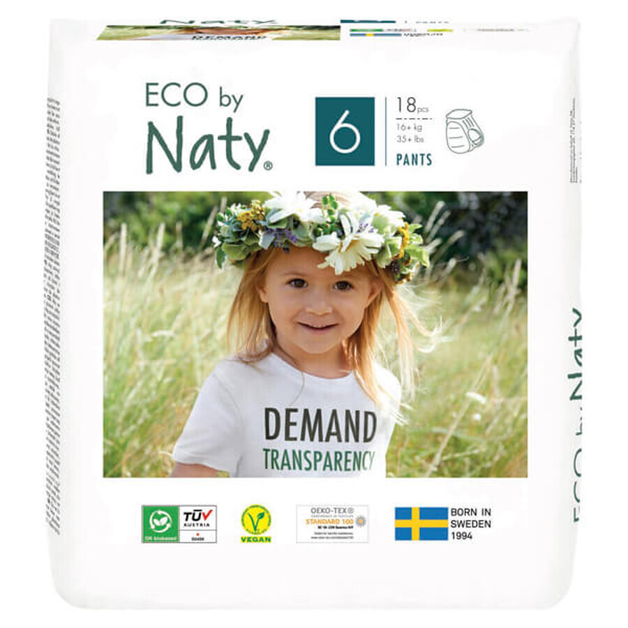 Eco By Naty, pañales talla 6, a partir de 16 kg, 18 piezas