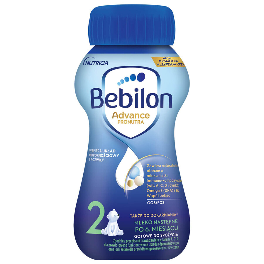 Bebilon Advance Pronutra 2, leche de continuación lista para tomar, a partir de los 6 meses, 200 ml