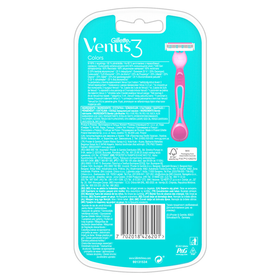 Gillette Venus 3, maquinilla de afeitar femenina, desechable, 6 piezas