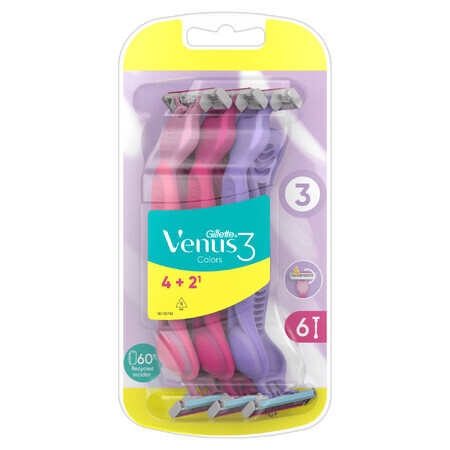 Gillette Venus 3, maquinilla de afeitar femenina, desechable, 6 piezas