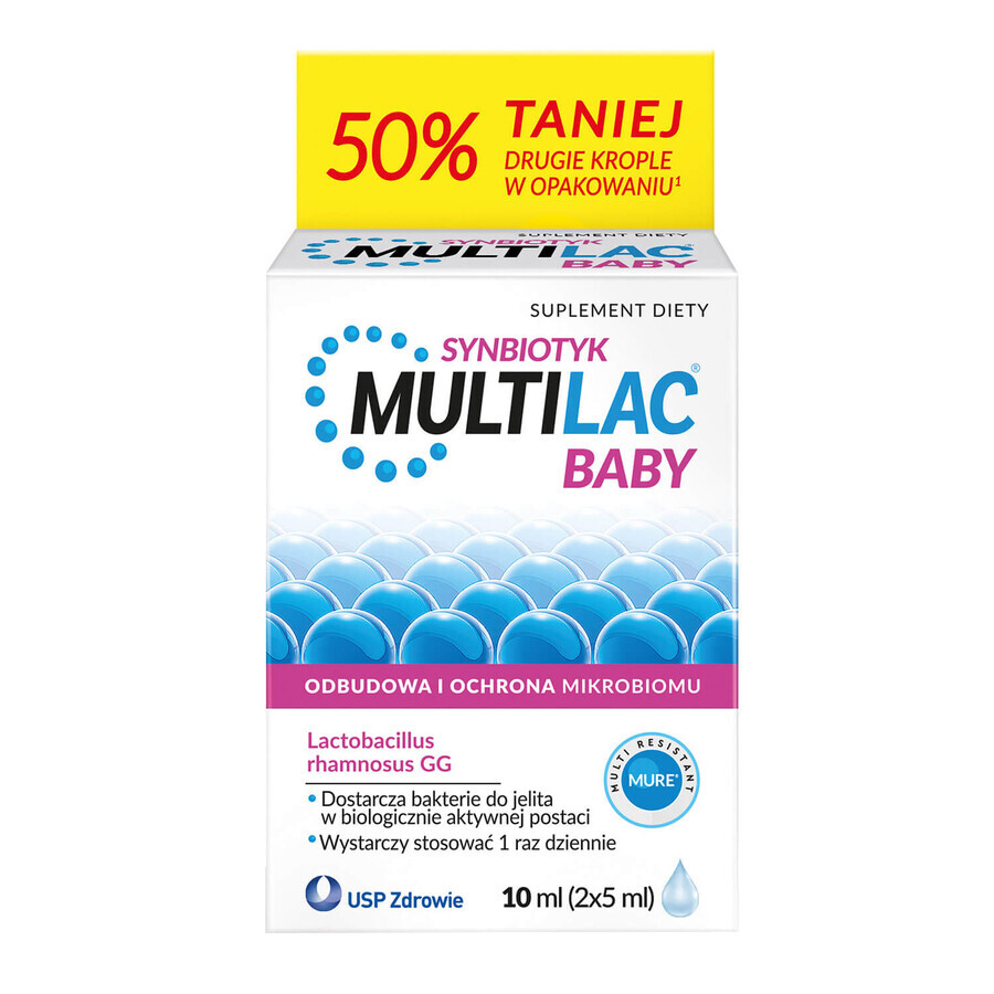 Multilac Baby Synbiotic, picături pentru copii de la 2 luni, 2 x 5 ml