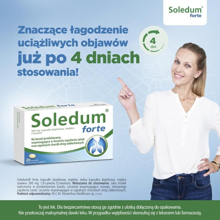 Soledum forte 200 mg, 20 cápsulas gastrorresistentes