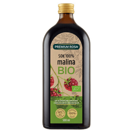 Premium Rosa Frambuesa, zumo de fruta 100% ecológico, 500 ml