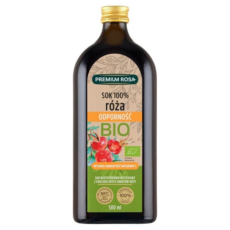 Premium Rosa Dzika Róża, zumo de fruta 100% ecológico, 500 ml