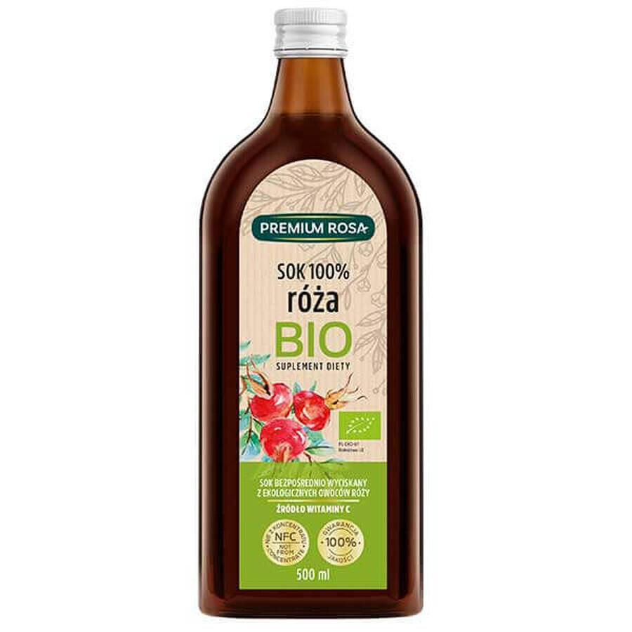 Premium Rosa Dzika Róża, zumo de fruta 100% ecológico, 500 ml