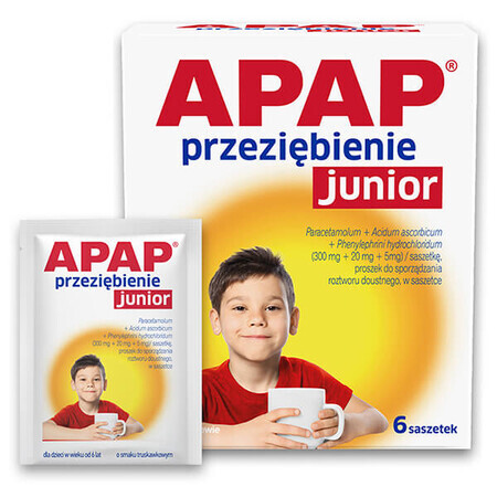 Apap Przeziębienie Junior 300 mg + 20 mg + 5 mg, powder for oral solution, 6 sachets