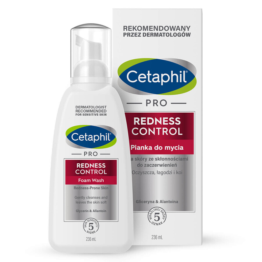 Cetaphil Pro Redness Control, espuma limpiadora facial, piel sensible, 236 ml