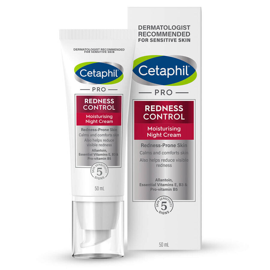 Cetaphil Pro Redness Control, crema de noche hidratante, piel sensible, 50 ml