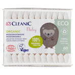 Cleanic Eco Baby Organic, bastoncillos de algodón para bebés y niños, 60 unidades