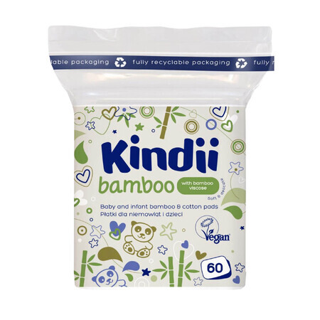 Cleanic Kindii Bamboe, wattenschijfjes voor baby's en kinderen, 60 stuks