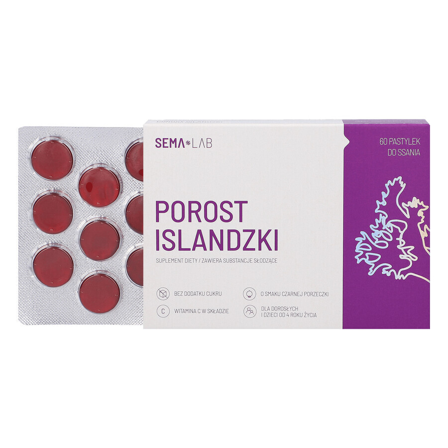 SEMA Lab Icelander, goût cassis, 60 pastilles