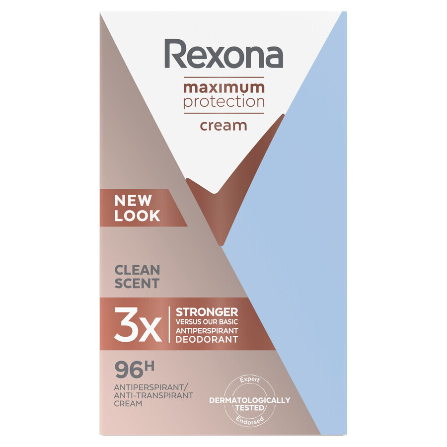 Rexona Maximum Protection, crema antitranspirante en barra, Clean Scent, 45 ml