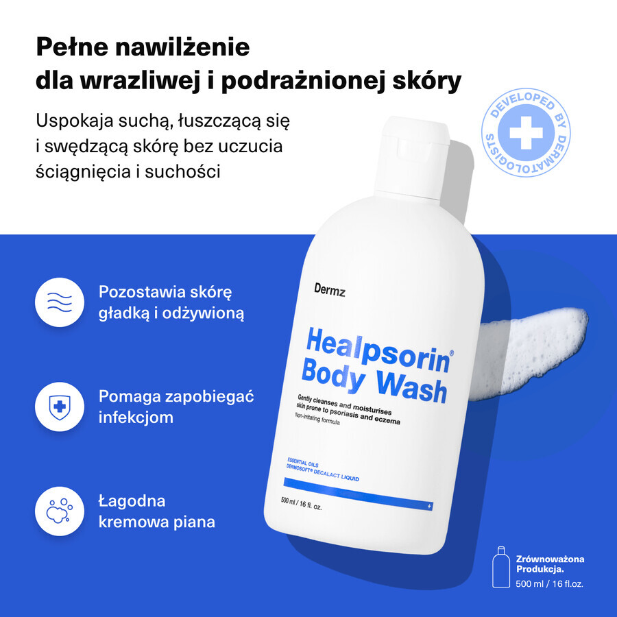 Healpsorin, gel de baño para pieles afectadas por lesiones psoriásicas, 500 ml