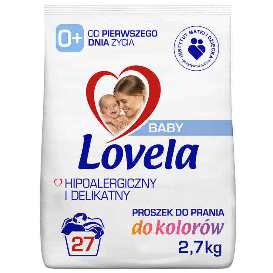 Lovela Baby, detergente en polvo para ropa infantil, hipoalergénico, color, desde el nacimiento, 2,7 kg