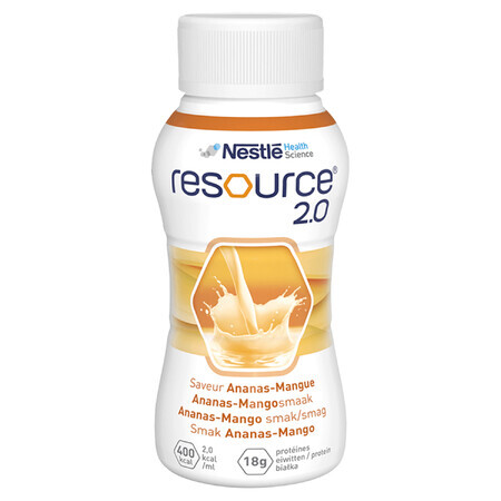 Resource 2.0, preparado nutricional, sabor piña-mango, 4 x 200 ml