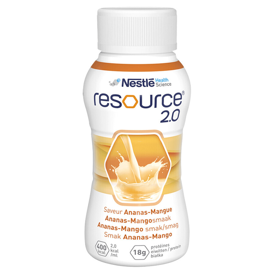 Resource 2.0, preparado nutricional, sabor piña-mango, 4 x 200 ml