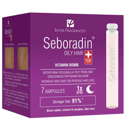 Seboradin Cabello Graso, tratamiento fortalecedor y regenerador del cabello, 5,5 ml x 7 ampollas