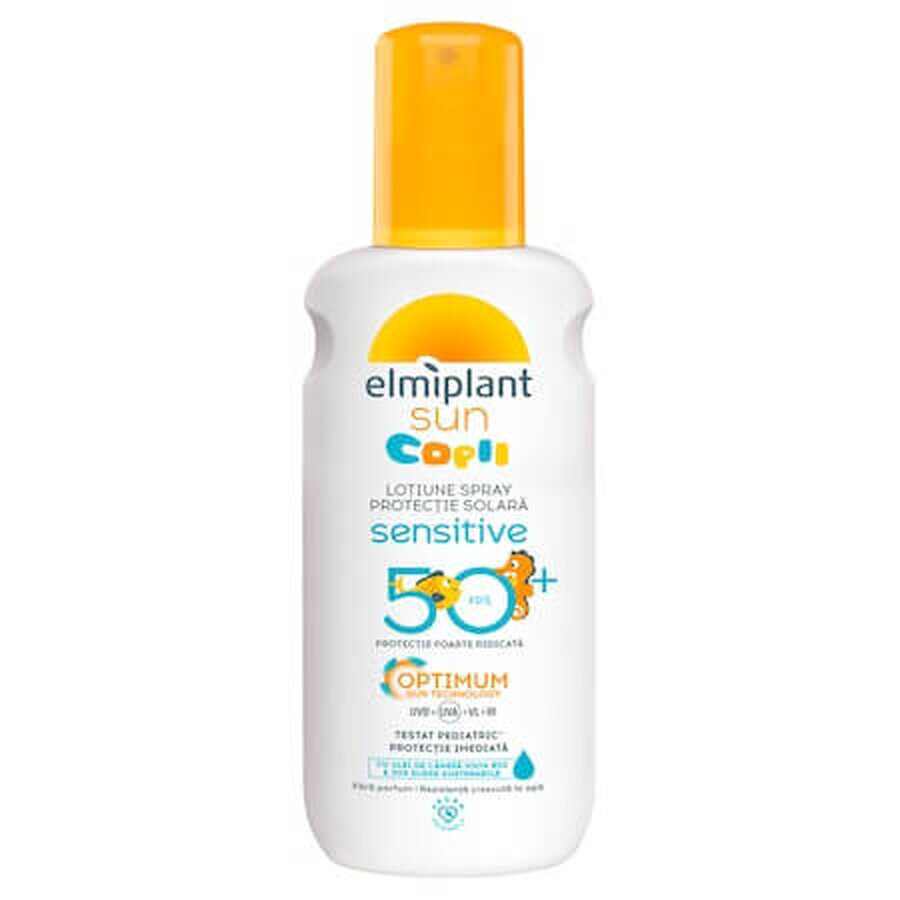 Children's spray lotion with high sun protection Sensitive SPF 50 Optimum Sun, 200 ml, Elmiplant